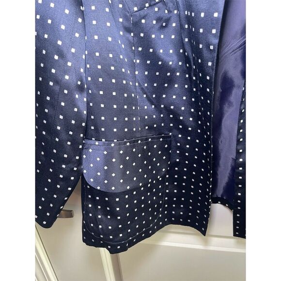 Pendleton Women's Plus 14w Navy Polka Dot Blazer 3/4 Sleeve Open Front - Picture 8 of 8